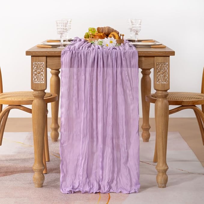 6 Pack Lilac Purple Cheesecloth Table Runner 10ft Boho Table Decor | - Image 3