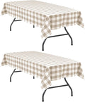Buffalo Plaid Tablecloth 54 x 80 inch 2 Pack Khaki and White | Waterproof by Hiasan
