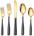 Black Gold Silverware Set for 8, Stainless Steel 40 Piece Modern Cutlery Set by Unknown