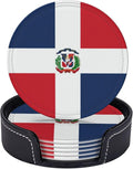 6 Pack Dominican Flag Leather Coaster by GTEVUTS