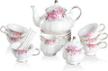 Sweejar Porcelain Tea Set Vintage Floral, British Relief Gold Rim Teapot Cup by Sweejarco1949