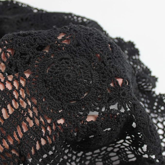 Cotton Handmade Crochet Lace Oval Table Runner Black 12x48 Inch - Image 4