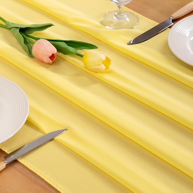 Yellow Chiffon Table Runner Summer Boho Wedding Birthday Party Decor | 14ft - Image 2