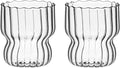 MANMAOHE 10 Oz Ribbed Glass Cups Set of 2 Creative Wavy Drinking Glasses by MANMAOHE