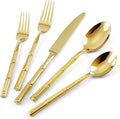 Gold Silverware Set 40-Piece Bamboo Pattern Service by SILWELLSilverwareSet