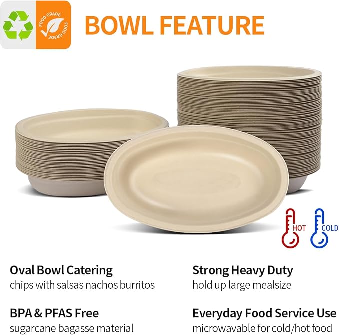 28 oz Oval Paper Bowls 100 Pack - Image 4