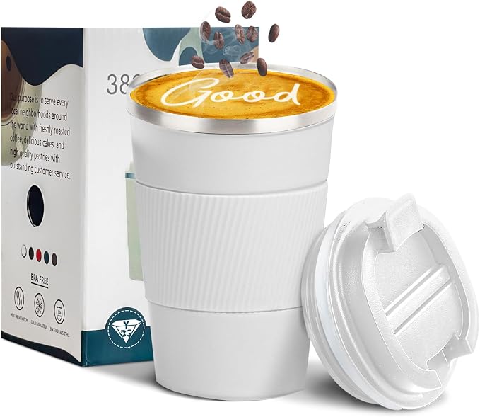 Insulated Travel Coffee Mug, Stainless Steel Coffee Cup by YINBAOGE