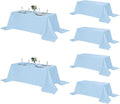 Fokitut 6 Pack Rectangle Tablecloth, 90x132 Inch, Stain Resistant and Wrinkle Polyester Table Cloth, Fabric Table Cover for Kitchen Dining, Wedding, Party, Holiday Dinner-Blue Mist