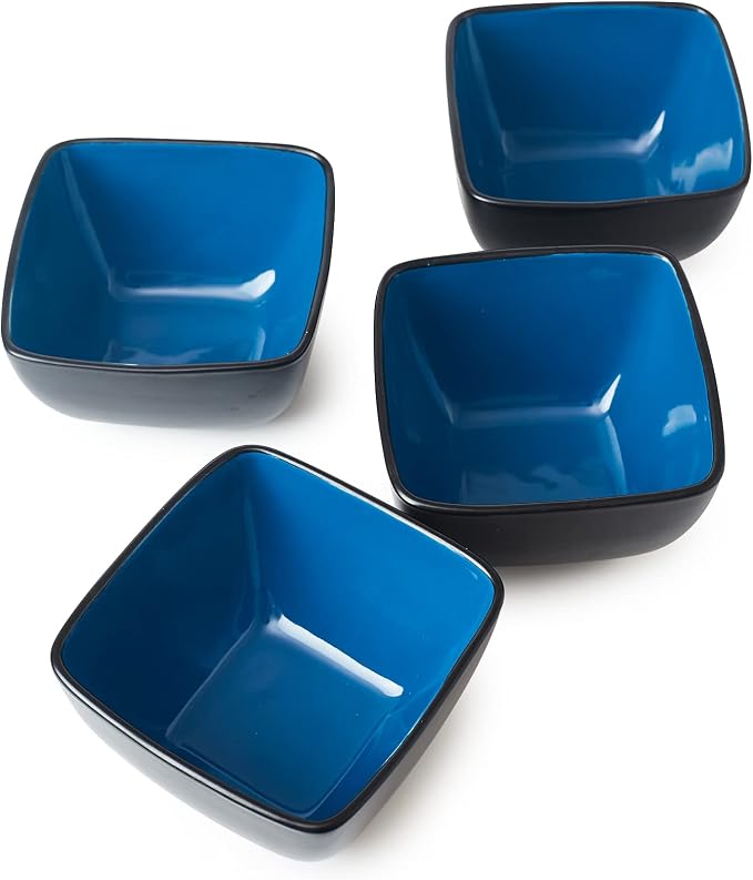 AmorArc 32oz Square Cereal Soup Bowls Set, Stoneware Bowls Set of 4 by AmorArc