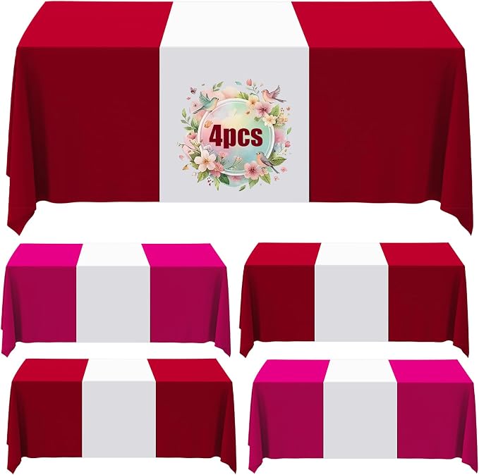 4 Pcs White Table Runner, Polyester Sublimation Heat Transfer Blanks Table by GCTWFYK