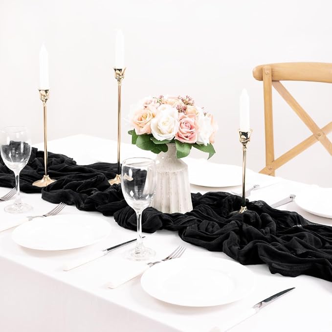 Gauze Cheesecloth Black Table Runner 10ft Gothic Centerpiece Decor | - Image 6