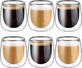 glastal Espresso Cups Set of 6, Double Walled Glass Coffee Cups 4oz by glastal