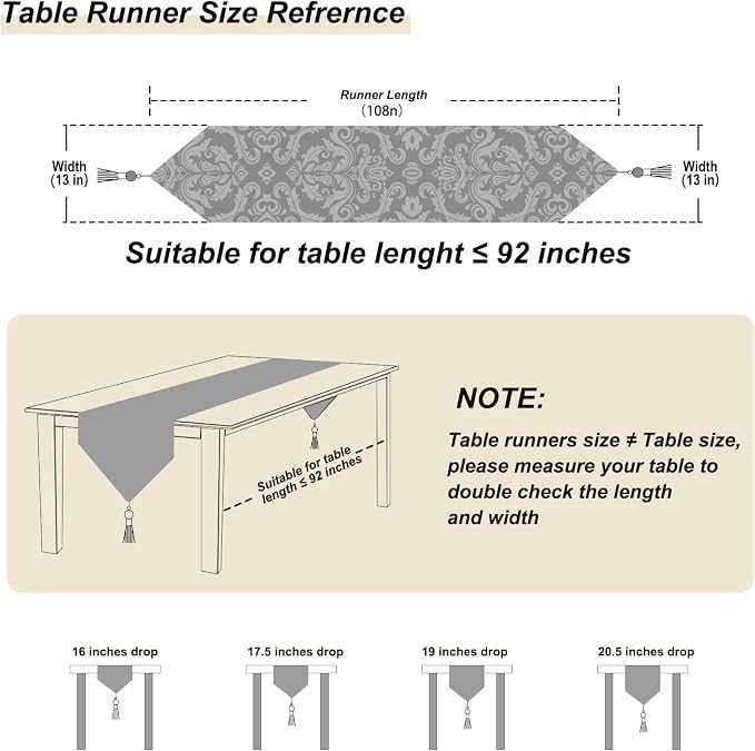 108 Inches Exquisite Gold Floral Jacquard Table Runner Thick Beige Chenille | - Image 2