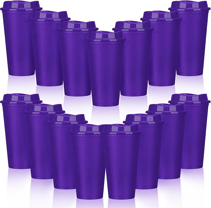 Domensi 15 Pack Reusable Plastic Coffee Cups by Domensi