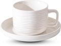Ceramic Coffee Mug with Saucer, 8oz Glossy Porcelain Tea Cup Set, Modern by Unknown