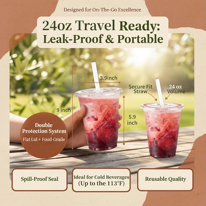 110 Pack 24 oz Disposable Clear Plastic Cups - Image 3