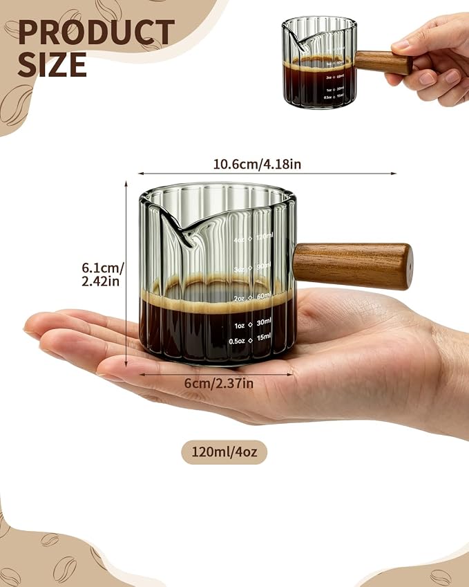 2 Pack Espresso Measuring Cups, 4oz Borosilicate Glass Espresso Shot Glasses - Image 2