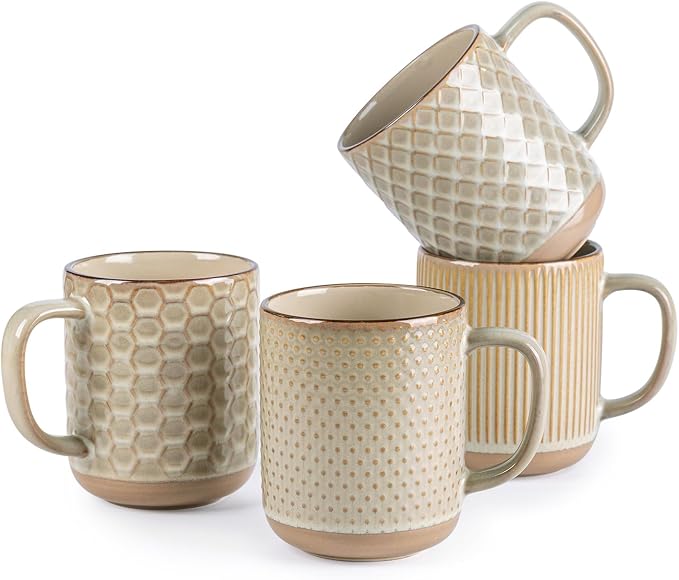 GBhome Coffee Mugs Set of 4, 16 oz Coffee Cups by GBhome