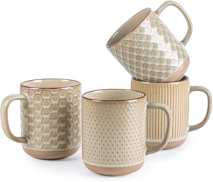 GBhome Coffee Mugs Set of 4, 12 oz Coffee Cups by GBhome