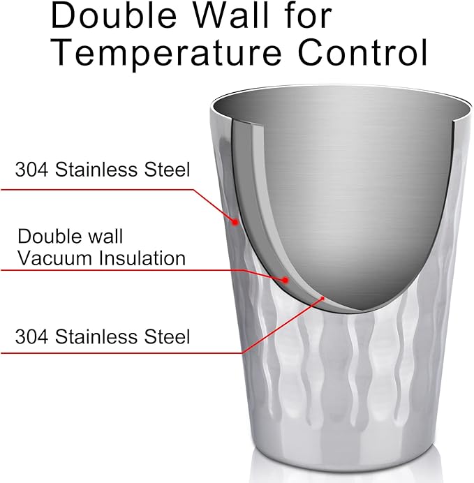 Beasea Stainless Steel Cups 15 oz, 8 Pack Large Stackable Stainless Steel Tumbler Bulk Double Wall Insulated Metal Pint Glasses Tin Cups for Drinking Home Restaurant Office Party Camping