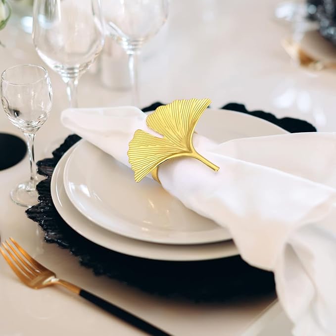 Set of Four Ginkgo Leaf Gold Napkin Rings - Image 6