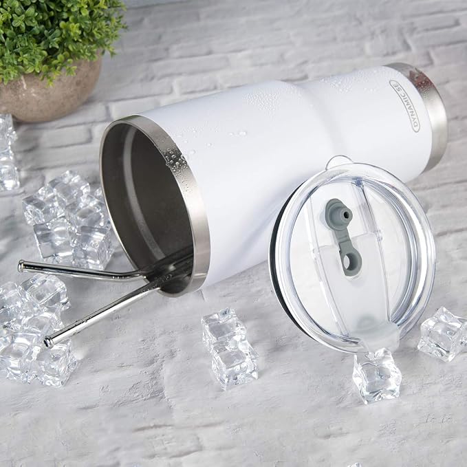 D·S 30oz White Tumbler Double Wall Vacuum Insulated Travel Coffee Mug | Double - Image 5