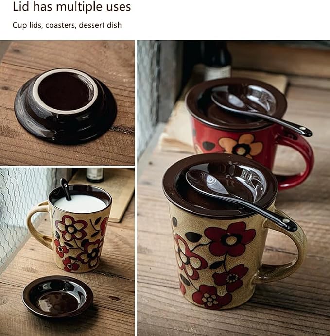 Coffee Mugs 12 oz with Spoon and Lid, Novelty Ceramic Coffee Cups - Image 5