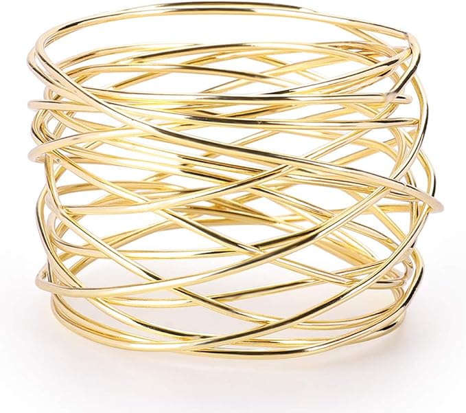 Accmor Napkin Rings, Metal Gold Round Napkin Rings Buckles - Image 2