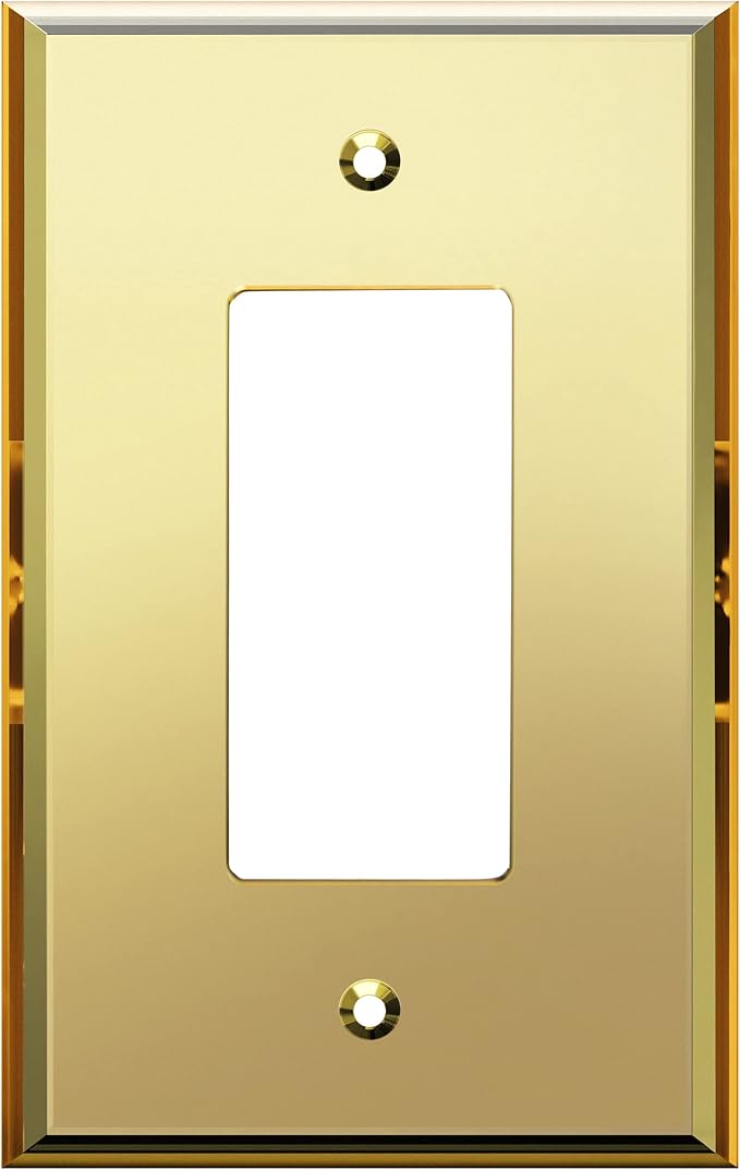LIDER Reflective Acrylic Decorator Wall Plate, Mirrored Light Switch Plate, Plexiglass Outlet Cover, Acrylic Glass, Oversized 1-Gang 5.25" x 3.44", LWP-31O-AGD, Gold