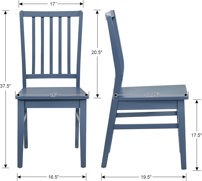 Blue Wooden Dining Chairs Set of 4, Farmhouse Dining Room & Kitchen Chair with High Back, Spindle Windsor Armless Side Chair for Living Room Dining Room Kitchen Restaurant Balcony