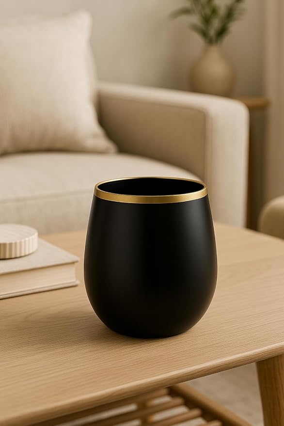 40 Pack Disposable Plastic Wine Glasses 12 oz Black Gold Rim Matte Cups | - Image 5