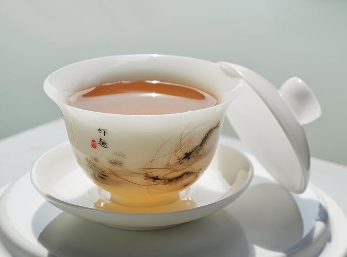 Liang baobao Ice Jade White Porcelain Gaiwan, 5oz Teacup Suet-fat Jade - Image 4