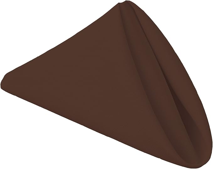 Gee Di Moda Cloth Napkins - 17 x 17 Inch Chocolate Dinner Napkins - Set of 12 Soft & Absorbent Washable Fabric Cloth Table Napkins with Hemmed Edges for Hotel Restaurant, Holiday Parties & Wedding