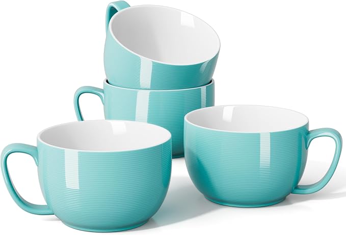 Teocera 24 oz Soup Bowls with Handles, Porcelain Large Coffee Mug Set, Jumbo by Teocera