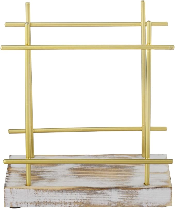 MyGift Shabby Whitewashed Wood Base Napkin Holders, Brass-Tone Metal Dispenser - Image 5