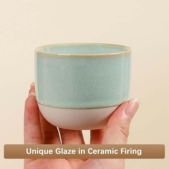 Ceramic Espresso Cups Set of 4, Double Walled Espresso Coffee Mugs - Image 5