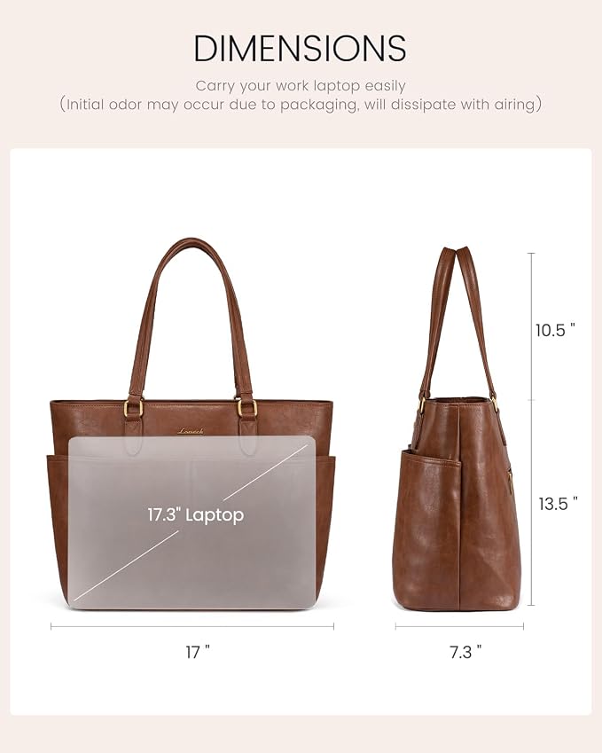 LOVEVOOK Work Tote Bags for Women, Embossed Retro Leather 17.3 Inch Laptop Bag - Image 5