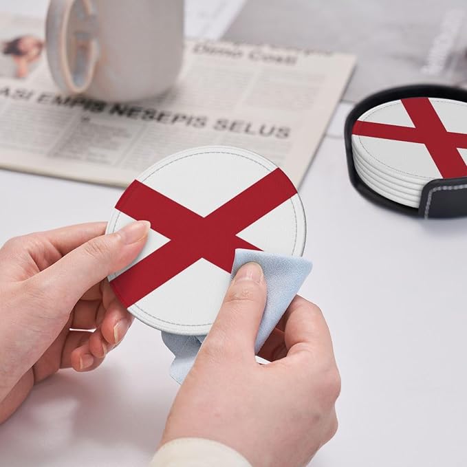 6 Pack Alabama State Flag Leather Coaster - Image 6