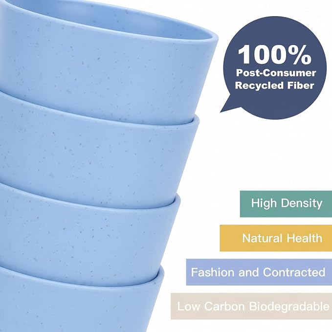 Wrova Wheat Straw Cups 6 PCS Good Alternative to Plastic Reusable Cups 12 oz - Image 7