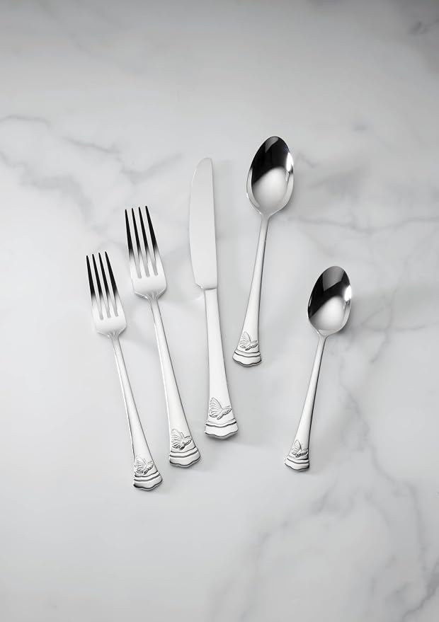 Lenox Silverware Set, Butterfly Meadow II Mirror 65-Piece Flatware Set - Image 3