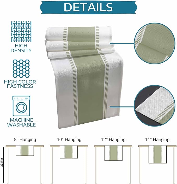 Sage Green Stripe Table Runners 120 inches Long, Linen Boho Table Runner - Image 7