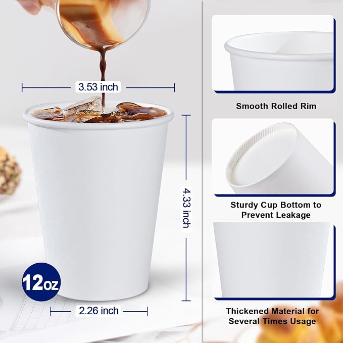 Lamosi 500 Count 12 oz Paper Coffee Cups, Disposable Paper Coffee Cups | - Image 2