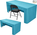 Nasitos 2 Pack Fitted Tablecloth for 4 Foot Tables-Teal Open Back Folding Table Cover Washable and Wrinkle Resistant Table Cloth for Trade Show, Book Fair, Career Fair, Convention, Events