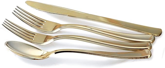 " OCCASIONS " 150pcs set (25 Guests)-Extra Heavyweight Vintage Wedding Disposable/Reusable Plastic Plates -25 x 11'' + 25 x 8.25'' +Silverware (Chateau in Mint)