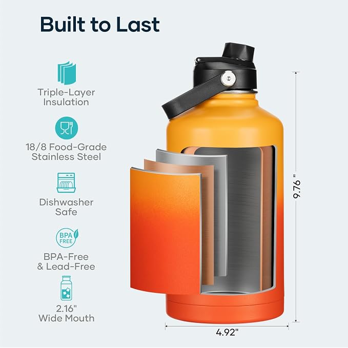 BUZIO 64 oz Insulated Stainless Steel Water Bottle - Image 4