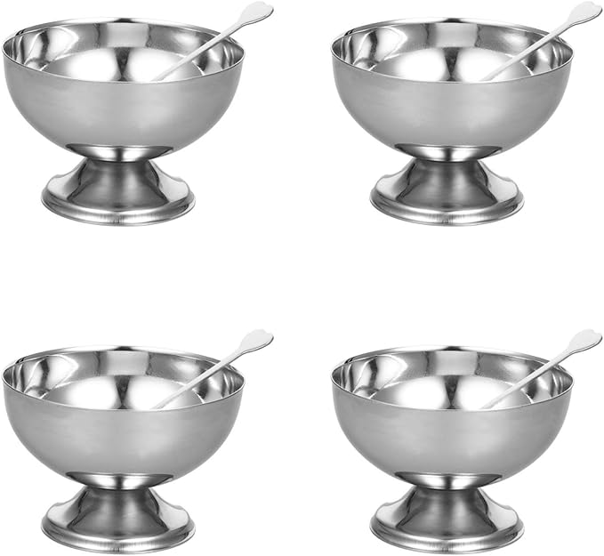 4 Pcs Stainless Steel Dessert Cup Dessert Cups Dessert Bowls Steel Desserts Gold Footed Metal Dessert Glasses Sauce Cups Pasta Salad Mug Ceramics Ice Cream Dish