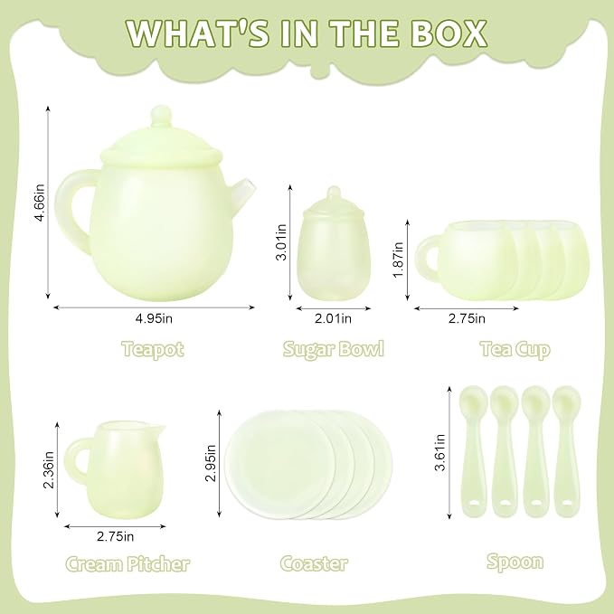 MCGMITT Tea Party Set for Toddler 3-5, Includes Teapot, 4 Tea Cups and Coasters - Image 5
