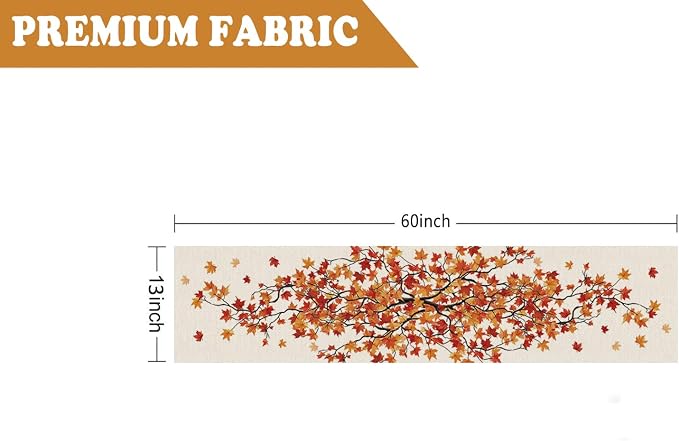 Fall Table Runner Maple Leaf Seasonal Autumn Burlap Table Decoration Holiday - Image 2
