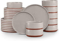 LIANYU Plates and Bowls Sets, 24 Pieces Stoneware Dinnerware Set by LIANYU