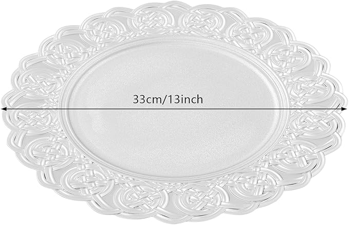 100 Pcs Antique Charger Plates Bulk, 13in Reusable Serving Plates Embossed Rim Plastic Party Dinner Plate Chargers Round Decorative Server Plate for Wedding Party Event Tableware